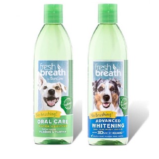 Tropiclean Fresh Breath Water Additive ขจัดคราบหินปูน กลิ่นปาก ป้องกันฟันผุ ฟันขาว ปากหอม สุนัข-แมว USA 464 ml (ขวดใหญ่)