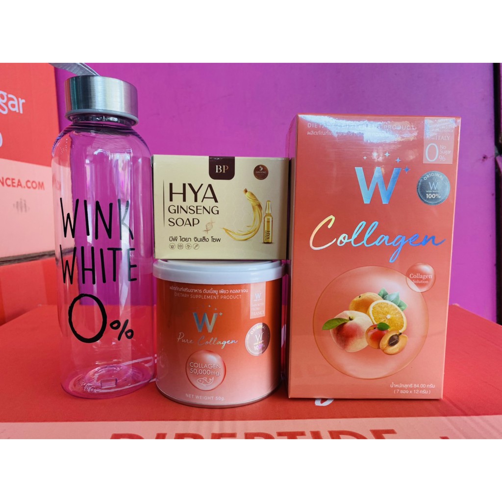 🔥ซื้อ1แถม3 ของแท้มีรหัสตัวแทนW​ Collagen​ดับเบิ้ลยู​คอลลาเจน​ WinkWhite (1​ กล่อง 7 ซอง)​ แถม W COLL