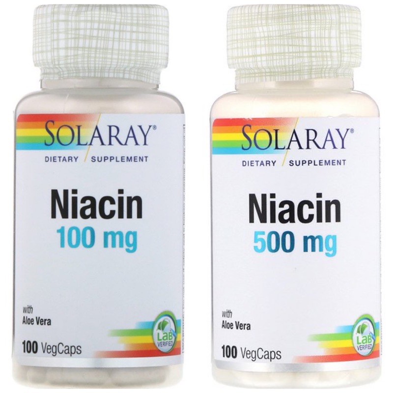 🌟PreOrder🌟 Solaray, Niacin, 100 mg, 500 mg, 100 VegCaps