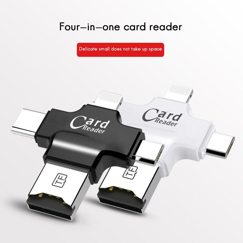 กรุณาชำระเงินด้วย COD4 in 1 Card Reader Type C Micro-USB Adapter Micro ...