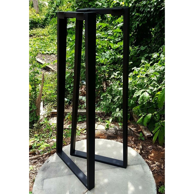 Pradoo'Siamขาโต๊ะบาร์ ขาเหล็กทรงบาร์ สูง100cm เหมาะสำหรับวางแผ่นไม้ ระหว่าง 30-40 cm สีดำด้าน 1คู่(2