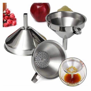 8 cm(เล็ก)กรวยกรอกน้ำสแตนเลสอย่างดี (3 ขนาด ) มีตัวกรอง 8 cm (small) stainless steel water funnel, well (3 sizes) with f