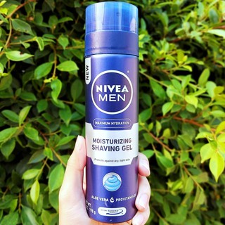 นีเวีย เจลโกนหนวด NIVEA® Men Maximum Hydration Moisturizing Shaving Gel 198g สูตรให้ความชุ่มชื้น ด้วยว่านหางจระเข้