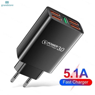 Gs 5A 48W 5 Usb ที่ชาร์จเร็ว Qc3.0 ผนังสากล สําหรับที่ชาร์จโทรศัพท์มือถือ ชาร์จเร็ว