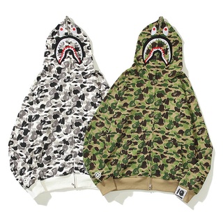 Bape เสื้อแจ็คเก็ตแฟชั่นสําหรับ Unisex ผ้าฝ้ายแขนยาวมีฮู้ดพิมพ์ลาย