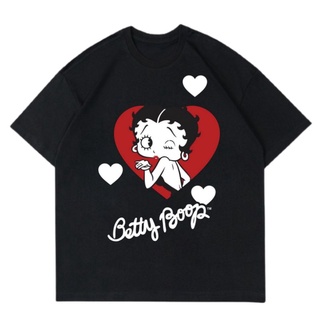 คอตต้อนคอกลมเสื้อยืด | ขนาดใหญ่ | Betty BOOP รัก | เสื้อยืด เสื้อผ้า | เสื้อยืด BOOTLEG | เสื้อยืด สําหรับผู้ชาย | เสื้อ