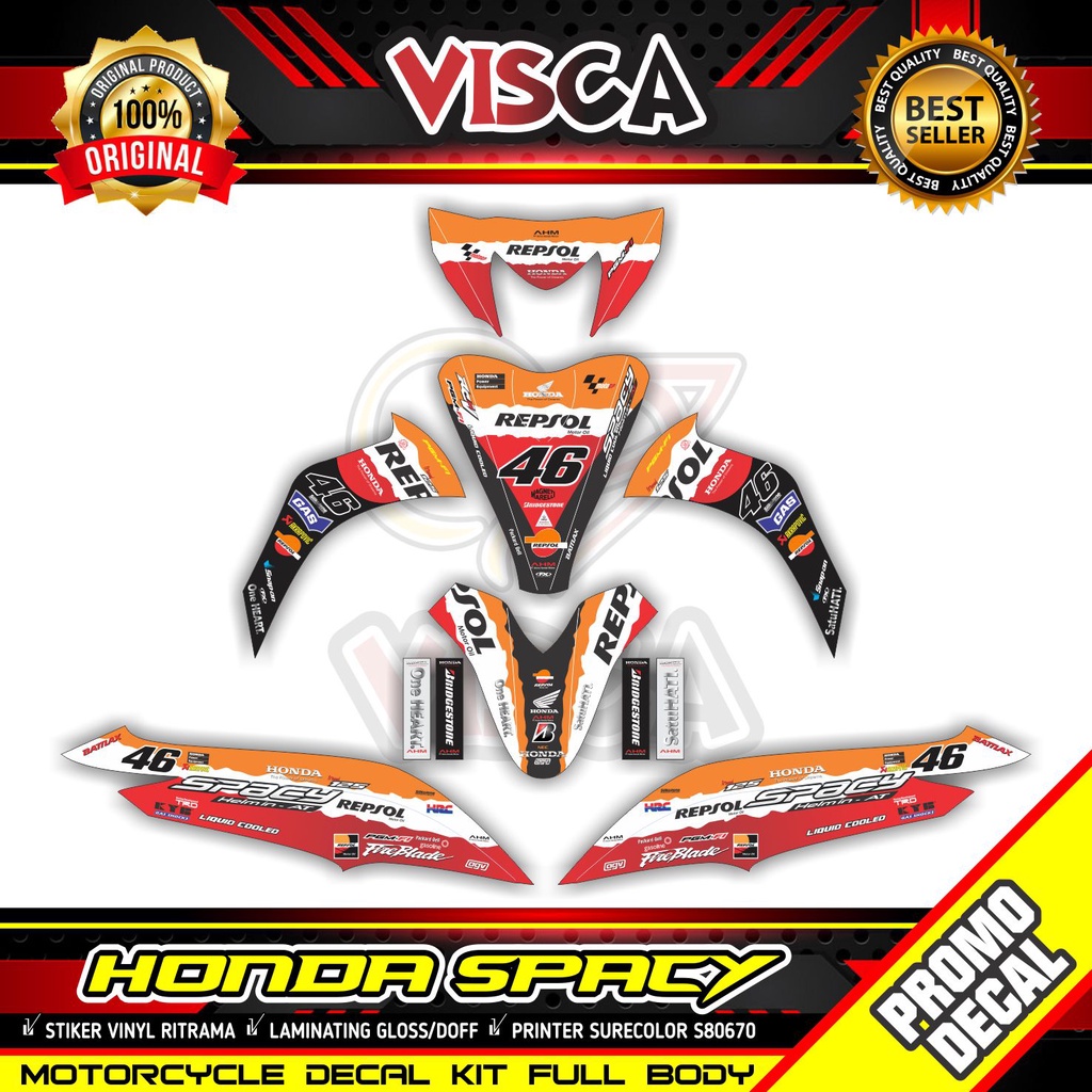 Spacy Full Body Decal Spacy Full Body รถจักรยานยนต์สติกเกอร์ Spacy Striping Repsol Variation