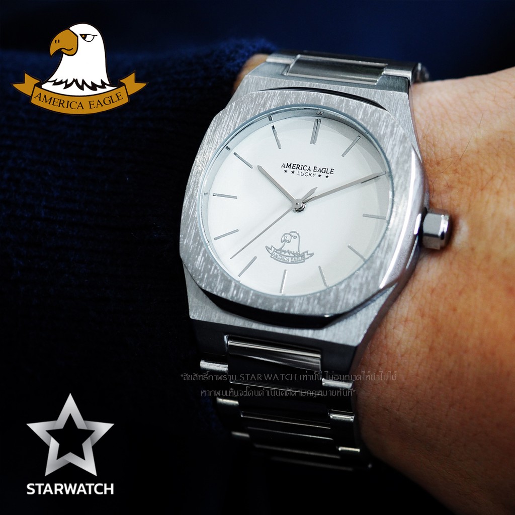 AMERICA EAGLE นาฬิกาข้อมือผู้ชาย สายสแตนเลส รุ่น AE8023M – SILVER/WHITE
