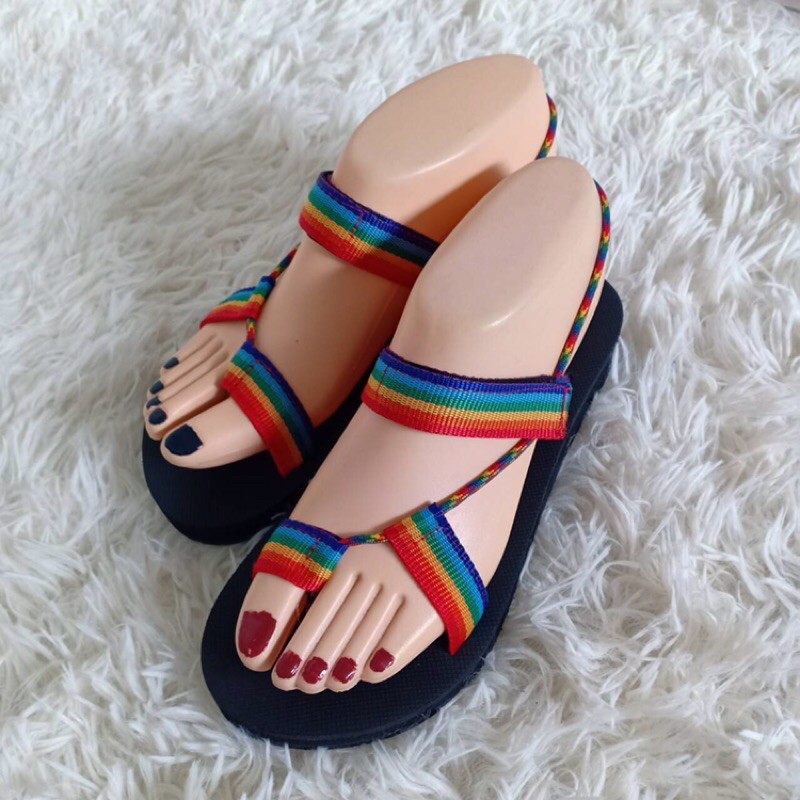 รองเท้าแตะรัดส้น สไตล์ญี่ปุ่น งานสาย Rainbow สีสันสดใส ดีไซน์ทรงเก๋ พื้นนุ่มใส่สบายเท้า - รูปที่ 5