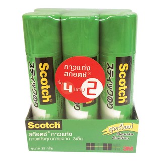 สก๊อตช์ กาวแท่ง 25 กรัม แพ็ค 4 แท่ง Scotch glue stick 25 g. Pack of 4