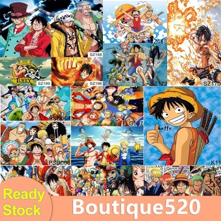 Bou【Stock】ชุดงานจิตรกรรมปักครอสติชเม็ดบีดทรงเพชร 5D Diy รูปการ์ตูน One Piece สําหรับตกแต่งบ้าน