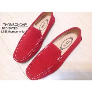 Leather Red shoes รองเท้าหนังกลับสีแดง