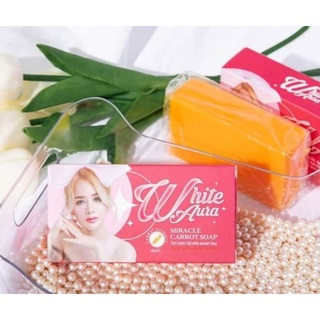 สบู่ไวท์ออร่า แพ็คเกจไหม่ แท้100% White Aura Soap 1ก้อน160g Carrot Soap