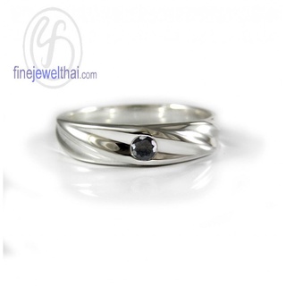 Finejewelthai-แหวนนิล-นิลแท้-แหวนพลอย-แหวนเงินแท้-พลอยประจำเดือนเกิด-Black-Spinel-Silver-Ring-Birthstone-R1259on