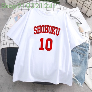 เสื้อยืดแขนสั้น พิมพ์ลายการ์ตูนอนิเมะบาสเก็ตบอล Shohoku 10 ตัวอักษร 90s สไตล์ฮาราจูกุ สําหรับผู้หญิง