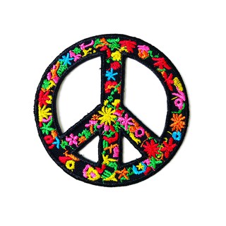 ตัวรีดติดเสื้อ สันติภาพ สัญลักษณ์ Peace ลายดอกไม้ ไบค์เกอร์ งานเท่ห์ๆ ตัวรีด (Size M) อาร์มรีด อาร์มรีดติดเสื้อ
