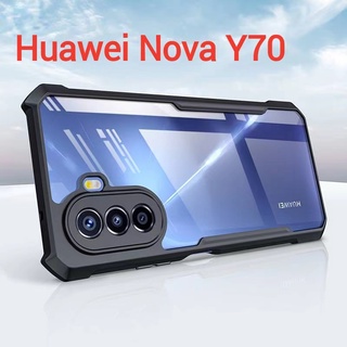 Nova Y70(พร้อมส่งในไทย)เคสกันกระแทกขอบสีหลังใสHuawei Nova Y70/Nova Y70 Plus 4G