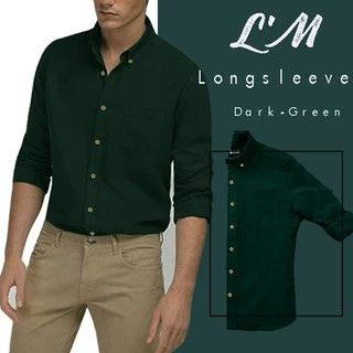 [โค้ดส่วนลด LMOF15Per ลด15%] เสื้อเชิ้ตผู้ชายแขนยาว คอปก ผ้า cotton