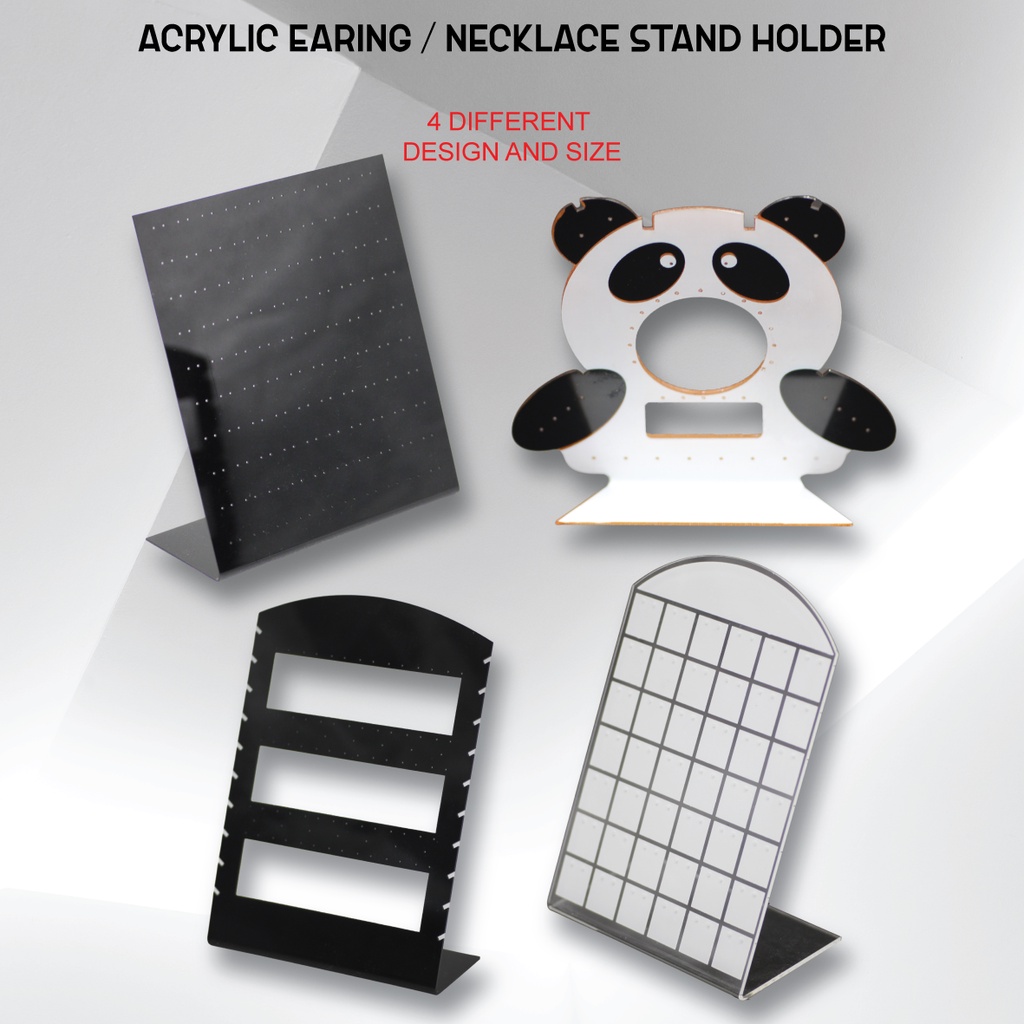 JME อะคริลิค Earing Holder Earing Display Earing สีขาวประเภทเปล่า Panda Type Black Board