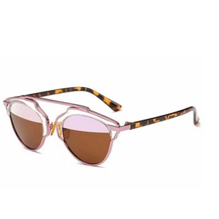 แว่นตา GAMT Fashion Polarized Aviator Sunglasses Flat Reflective Mirrored Cateye Metal Eyewear สี Pink tea pink