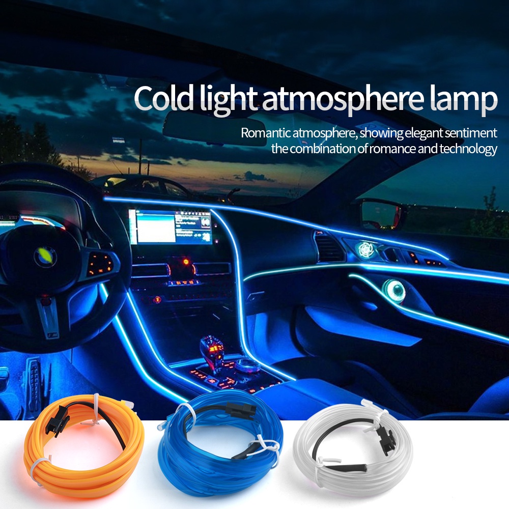 1 M 2 M 3 M 5 M อุปกรณ์ตกแต่งภายในรถยนต์บรรยากาศโคมไฟ EL ไฟเย็น DIY ตกแต่ง Dash BOARD คอนโซล Auto LED Ambient Light