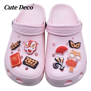 【Cute Deco】กระดุมโคมไฟ รูปสิงโตน่ารัก สีแดง สําหรับตกแต่งรองเท้า Crocs DIY (10 แบบ)