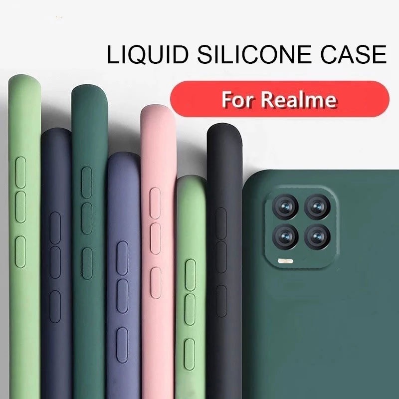 เคสโทรศัพท์มือถือ ซิลิโคน กันกระแทก สีพื้น สําหรับ Realme 8 7 6 5 Pro 5s 5i 6i 9i GT Neo Q3 Pro 5G 4G 2021