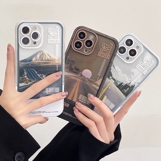 🔥 ขาตั้งที่มองไม่เห็น 2in1 เคสไอโฟน13กันกระแทก ทิวทัศน์ถนน เคสซิลิโคนนุ่มปกพับขาตั้งสีถุงลมนิรภัยฝาครอบกล้องป้องกัน สำหรับ เคสApple iPhone 12 X เคสไอโฟน13Promax i8plus 11 Pro i11 Max 7 Plus 8 Xr XS Max เคสไอโฟนxsmax 12 13 Stand Case