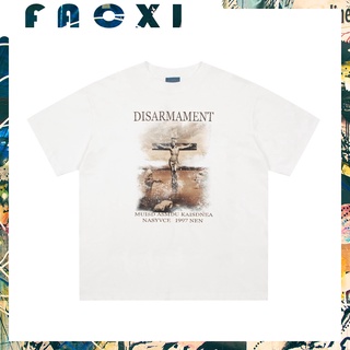 เสื้อยืดผ้าฝ้ายพิมพ์ลายขายดีเสื้อยืดแขนสั้น ผ้าฝ้าย พิมพ์ลาย Disarmament ขนาดใหญ่ สไตล์ฮิปฮอป วินเทจ สําหรับผู้ชาย และผู