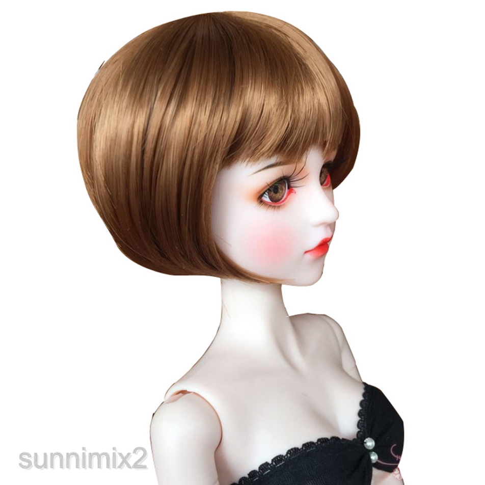 Magideal Brown Bob Wig Short Hair Diy For Dod Msd As 1 4 Ball Jointed Dolls