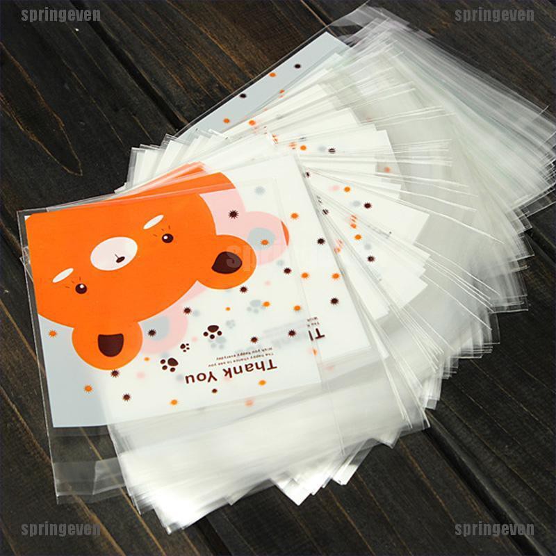 Plastic Bags & Trash Bags 20 บาท [springeven] รูปหมี 100 ชิ้น ถุงกระดาษแก้ว มีกาวในตัว สําหรับใส่ขนมคุกกี้ ลูกอม ของขวัญ งานแต่งงาน Home & Living