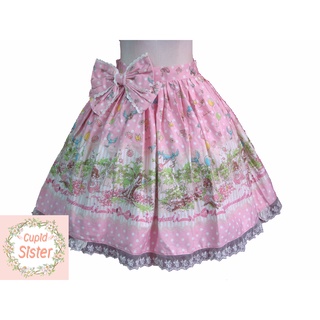 กระโปรงโกธิคโลลิต้า ลิตเติ้ลเกิร์ลแอนด์เบิร์ดสีชมพู (Little Girl &amp; Bird Gothic Lolita Skirt)