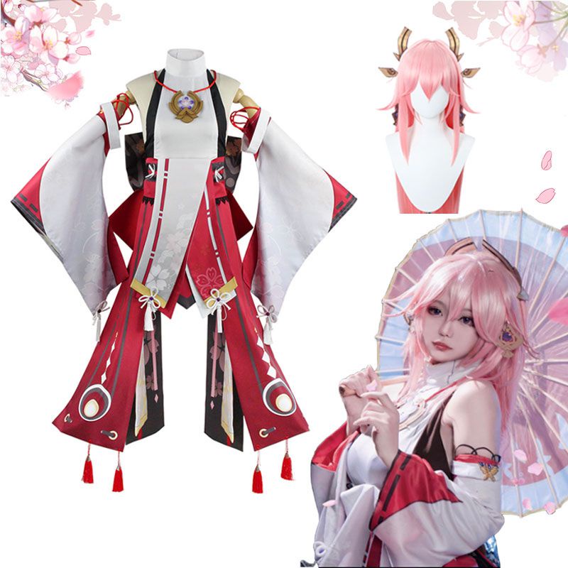 ชุดคอสเพลย์ เกม สําหรับผู้หญิง Genshin Impact Yae Miko Cosplay Costume Guuji Yae Fancy Outfits Full 