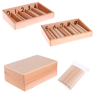 montessori กล่องไม้นับเลขของเล่นเสริมการเรียนรู้เด็ก 45 spindles