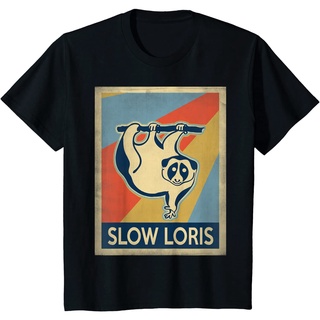 เสื้อยืดโอเวอร์ไซส์เสื้อยืดลําลอง แขนสั้น พิมพ์ลาย Slow Loris แฟชั่นยอดนิยม สไตล์เกาหลี วินเทจ คุณภาพสูงS-3XL