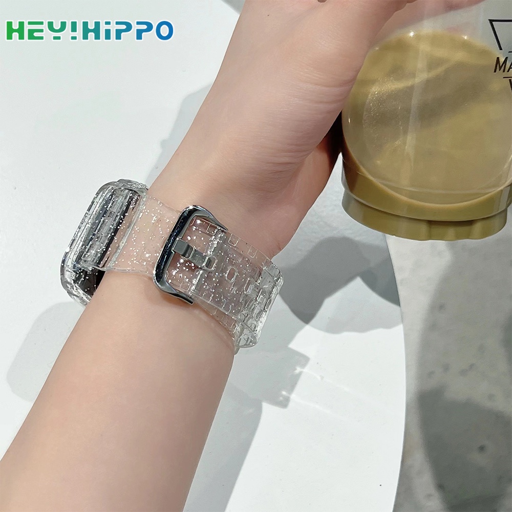 สายนาฬิกาข้อมือ แบบใส แต่งกลิตเตอร์ สําหรับ Smart Watch Series 7 6 SE 5 4 iwatch 45 44 42 41 40 38 มม.