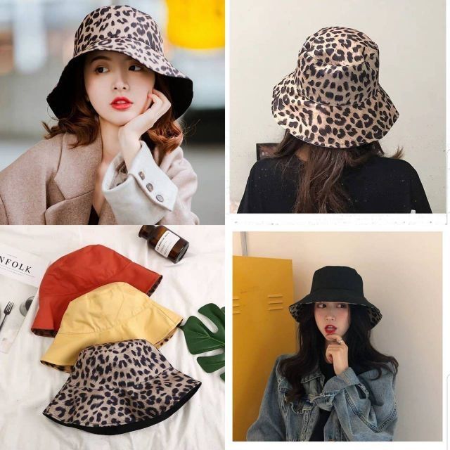 พร้อมส่ง4 สี หมวกบักเก็ตลายเสือใส่ได้สองด้าน