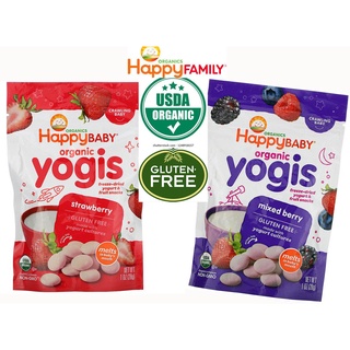 Happy Baby Organics Yogis โยเกิร์ต เม็ด ออแกนิค ตรา แฮปปี้ Freeze Dried Yogurt &amp; Fruit Snacks 28g