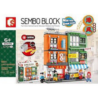 sembo block 601096 ตึกคู่ร้านค้า (มีไฟ) จำนวน 552 ชิ้น  Hong Kong City Street View