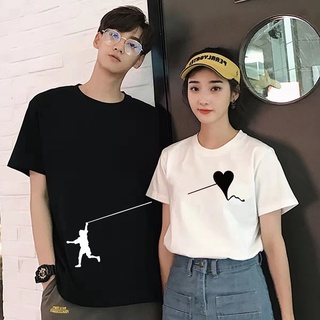 SUNNY FASHION Premium cotton couple tshirt couple t shirt Korean Fashions Couple good quality tshirt