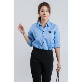(C46 สีฟ้า-ใจดำ) [โค้ด WRTBAZ ลด 60] ผ้าCottonคุณภาพดี เสื้อทำงาน เสื้อใส่เที่ยว