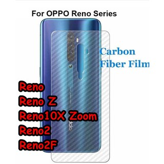 For OPPO Reno ฟิล์มใสหลังเครื่อง 3d ลายเคฟล่า กันน้ำกันเหงื่อ กันรอยขีดข่วน