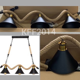 โคมไฟลอฟท์ สีดำ เชือกป่านโคมไฟห้อย Hanging Loft Lamp รุ่น 06-ML-12479  (ไม่รวมหลอดไฟ)