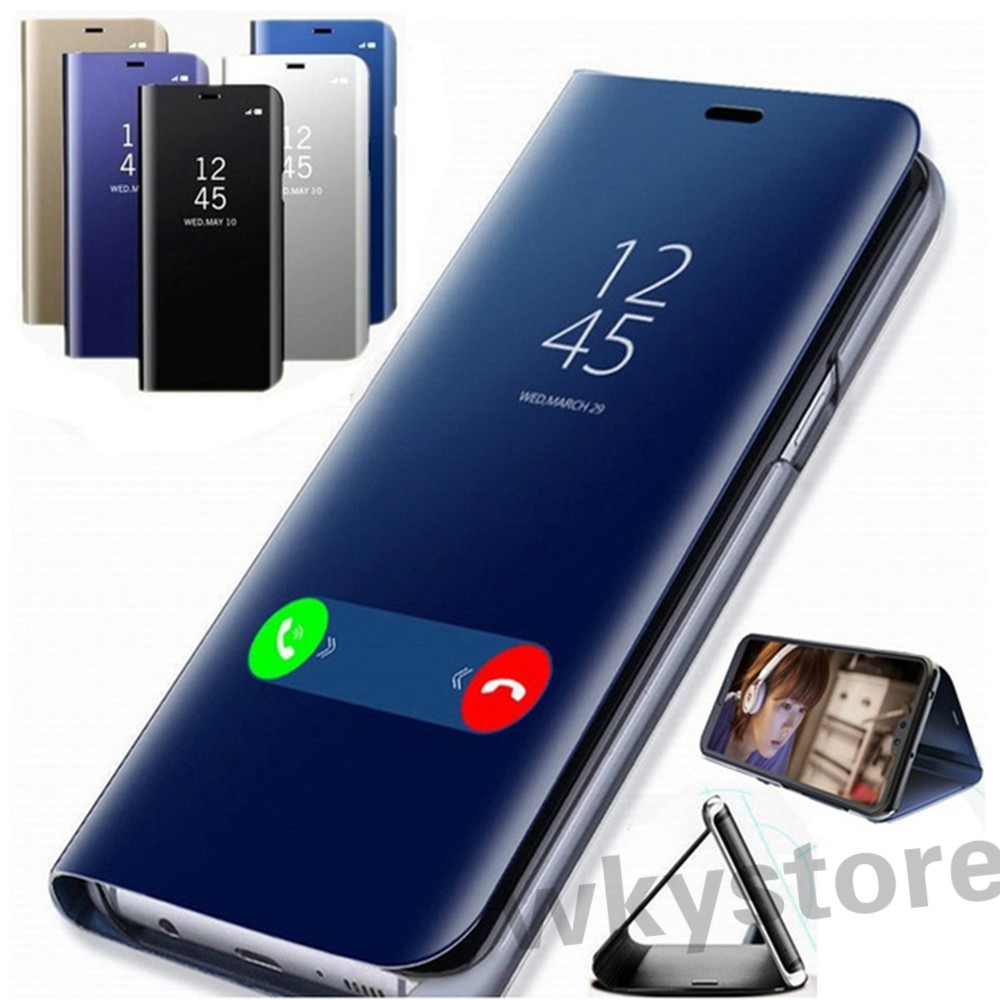 Samsung Galaxy Note 8 9 S20 ultra S10 Plus พลิก Folio ขาตั้งโทรศัพท์ กระจก Galaxy Note9 Note8 เคส