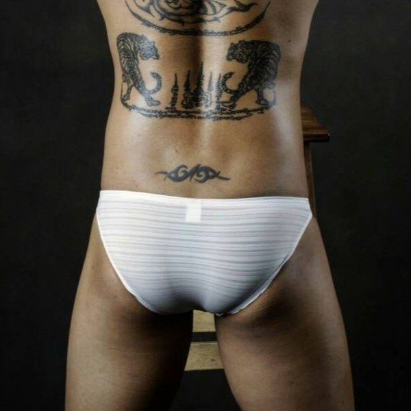 กางเกงในชาย Bikini Men ลายทางร่องทอบาง ผ้า spandex100%