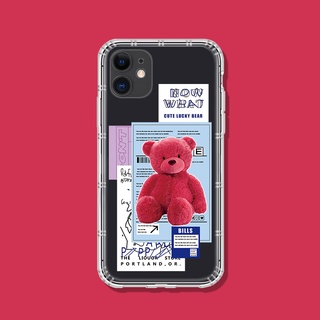 เคสโทรศัพท์มือถือแบบนิ่ม TPU ใส ลายหมีน่ารัก สําหรับ IPhone 11 13 Pro 12 14 Pro Max XR 6S 7 8 Plus X XS Max