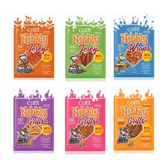 Catit Nibbly treats ​(ขายยกโหล) ขนมแบบเนื้อสำหรับแมว 30กรัม.เป็นอาหารว่างสำหรับ​สัตว์​เลี้ยง โปรตีนสูง No grain free