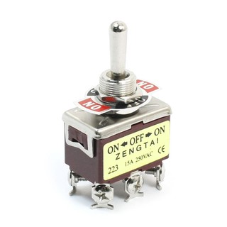 สวิท (ON)-OFF-(ON) 3 Position 6Pin Toggle Switch AC 250V 15A