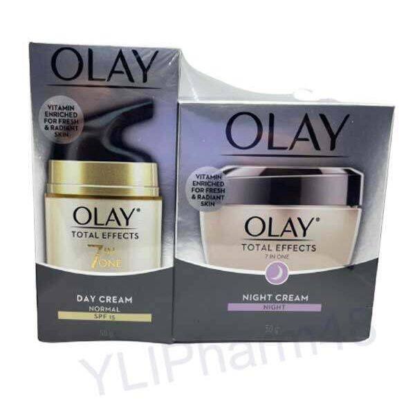 Olay Total Effects Day+Night Cream โอเลย์ โททัล เอฟเฟ็คส์ 7 อิน 1 ครีม เดย์ + ไนท์ แพ็คคู่ 50กรัม.+50กรัม (หมดอายุปี2024