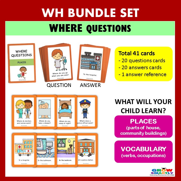 WH คําถาม BUNDLE ชุดการ์ดเพื่อการศึกษาการ์ดแฟลชภาษาอังกฤษส รูปที่ 5